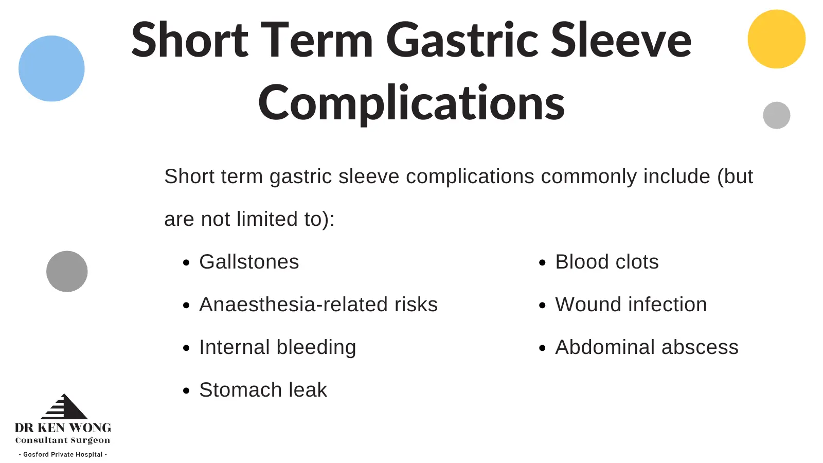 short term gastric sleeve complication