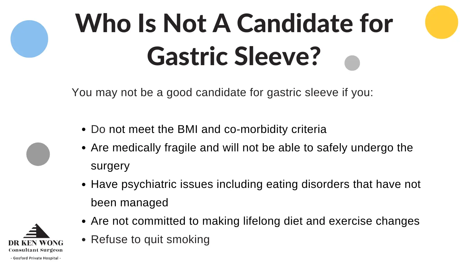 How not to Qualify for Gastric Sleeve Australia infographic