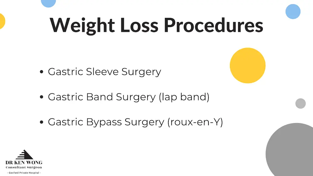 different kinds of weight loss surgery australia options explained