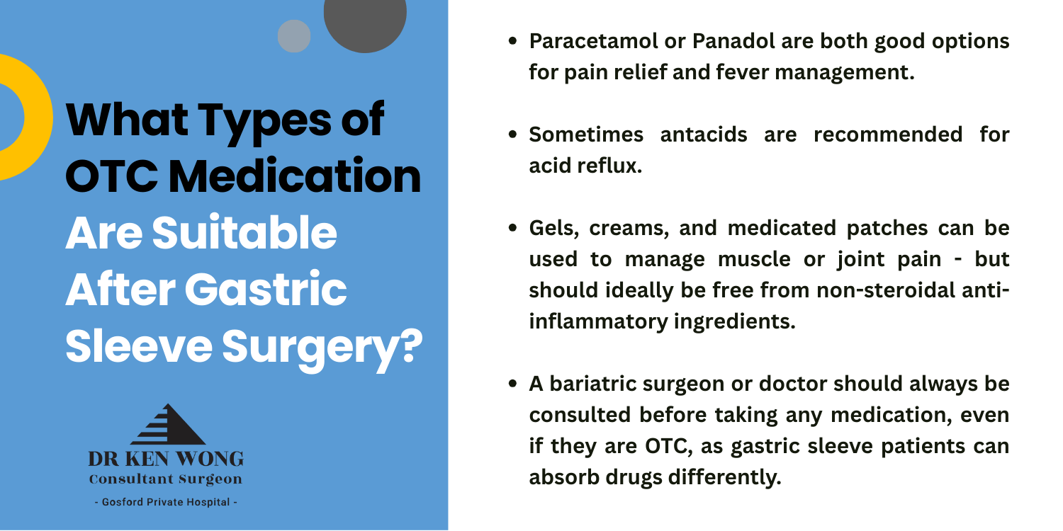 What types of otc medication are suitable after a gastric sleeve surgery?
